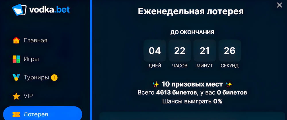 Vodka Casino Лотерея